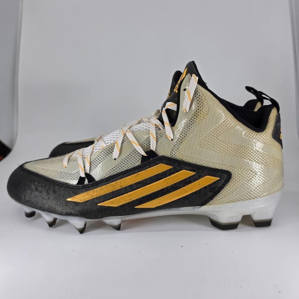 Adidas Football Cleats Mens Size 12.5 Metallic Gold Crazyquick 2.0 Mids Stripes